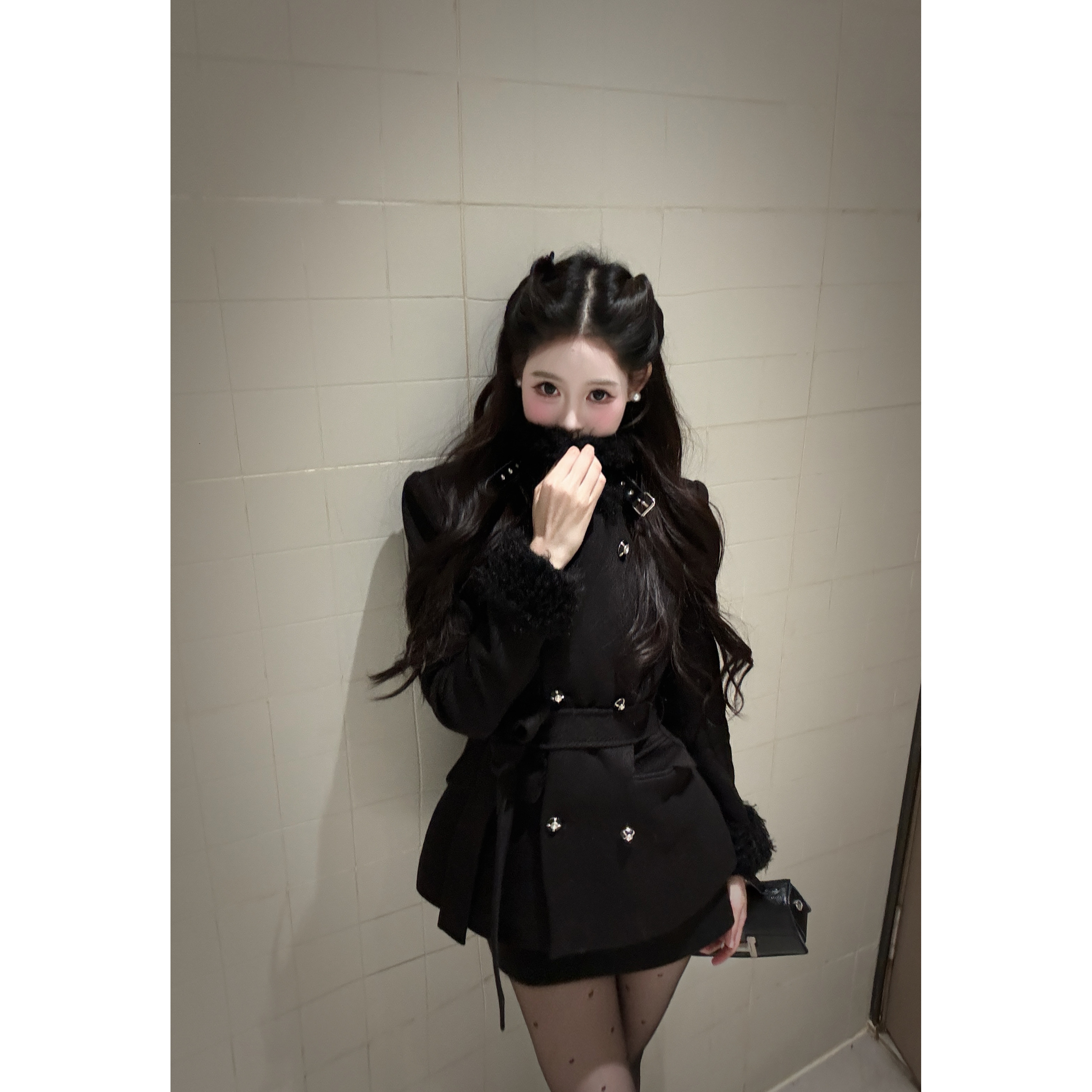 【泉泉-黑道千金】冬季立领甜美保暖名媛千金风毛时尚套装252323