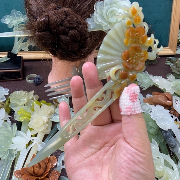 蛇纹石玉发饰未镶嵌