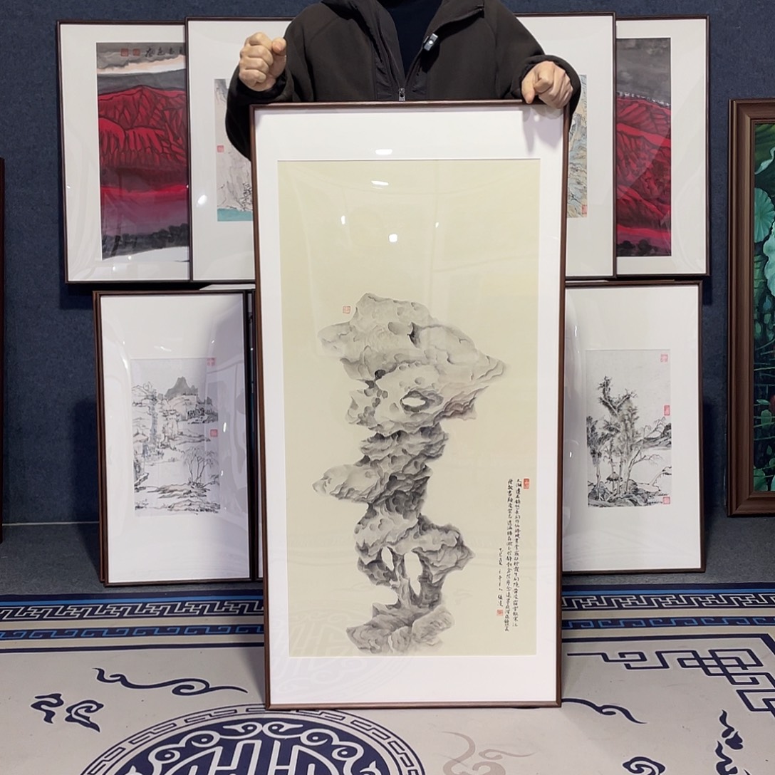 国画手绘画作品带框60/120
