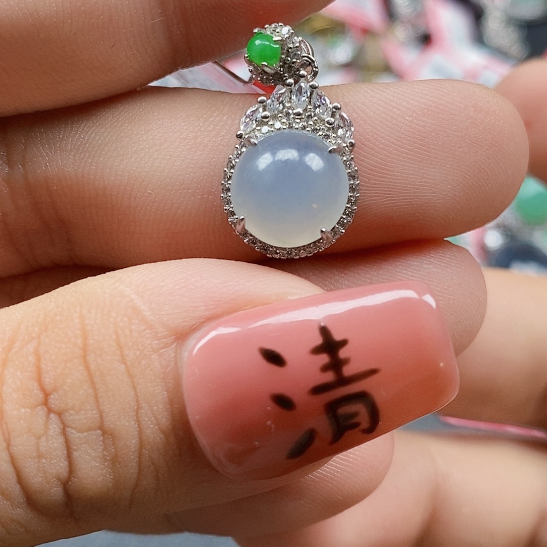 翡翠银S925镶嵌戒指天然A货缅甸翡翠