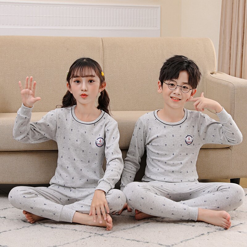 100-185全棉大童小童秋衣秋裤棉毛衫家居服套装打底衫纯棉