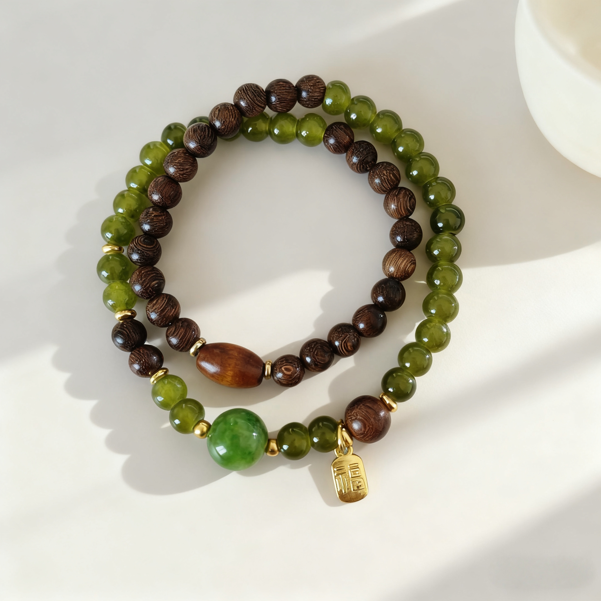 黑花梨6mm福字小吊坠双圈款 精品手串 无礼盒-S 1648