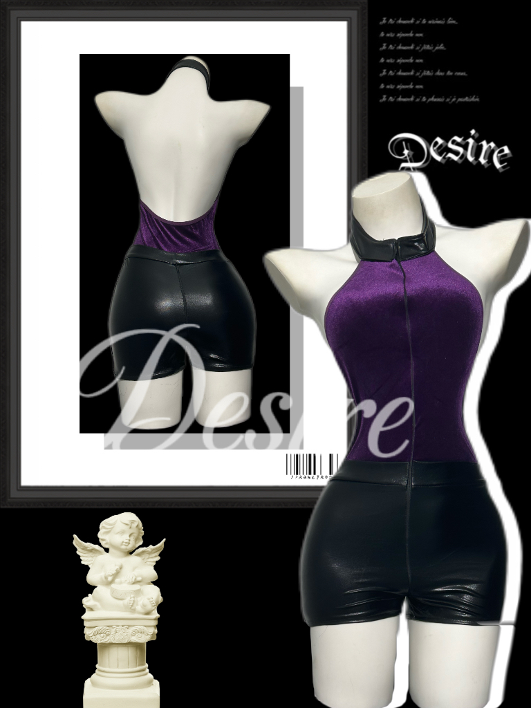 【Desire】《紫魅夜语》DJ gogo性感OL御姐制服丝绒制服皮裤套装