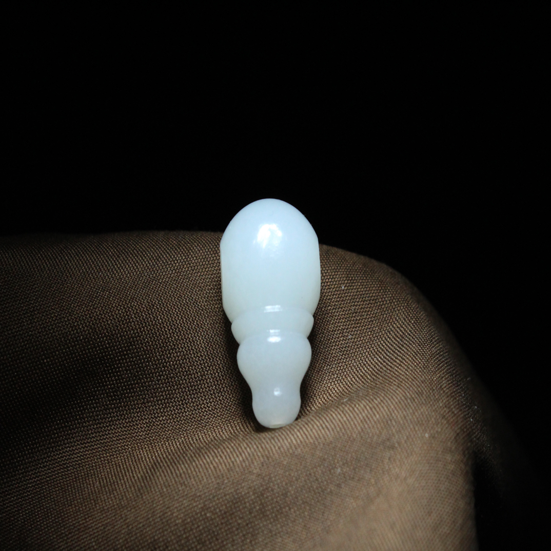 14对孔天然和田玉白玉连体三通珠串配饰 尺寸14×24×13mm重量6.27g