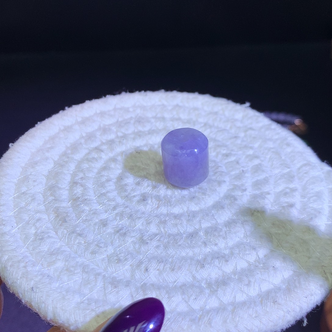 散珠翡翠天然缅甸翡翠桶珠卡14.5厚14.4冰紫