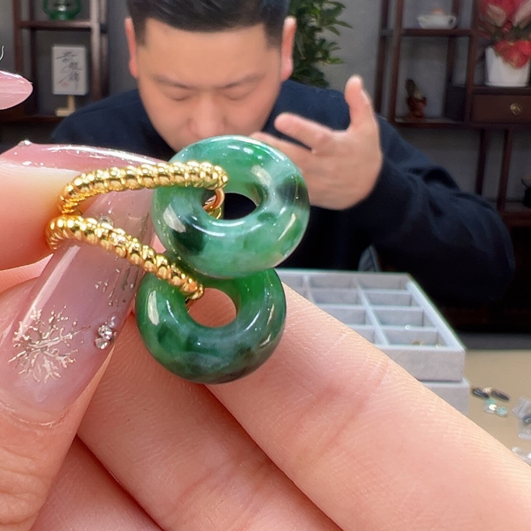 翡翠耳饰银S925镶嵌耳环7