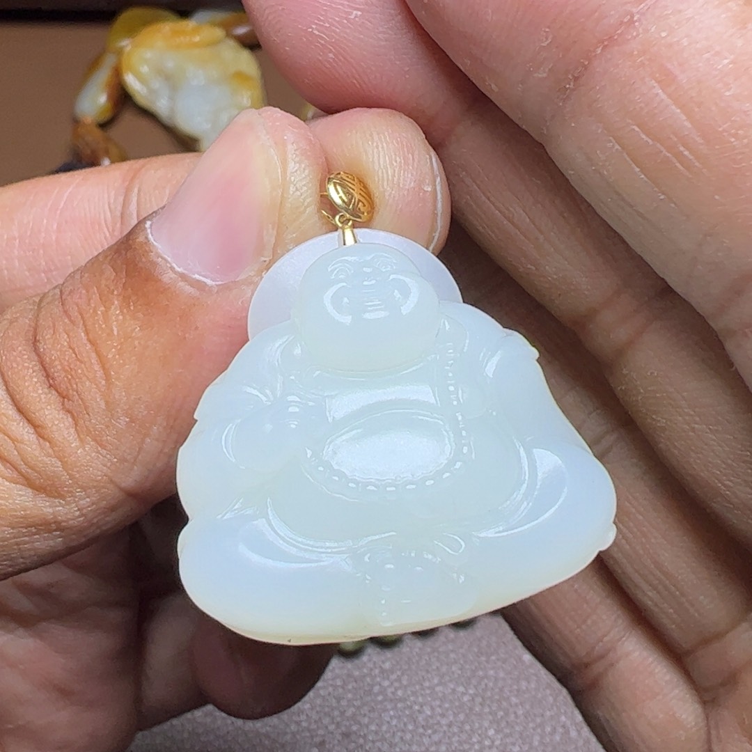 吊坠(不含链)18K金镶嵌和田玉