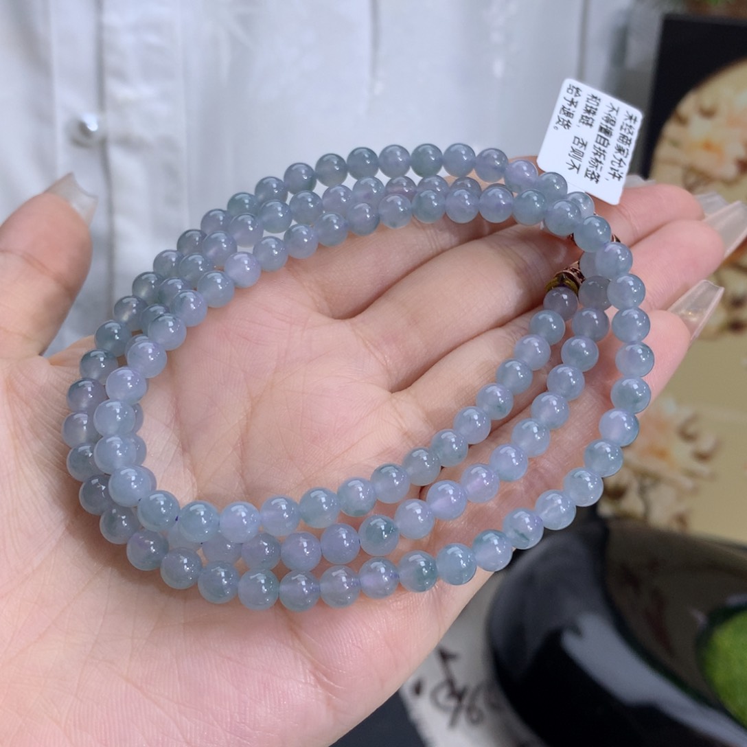 翡翠手链未镶嵌卡5.4冰胶蓝紫飘花