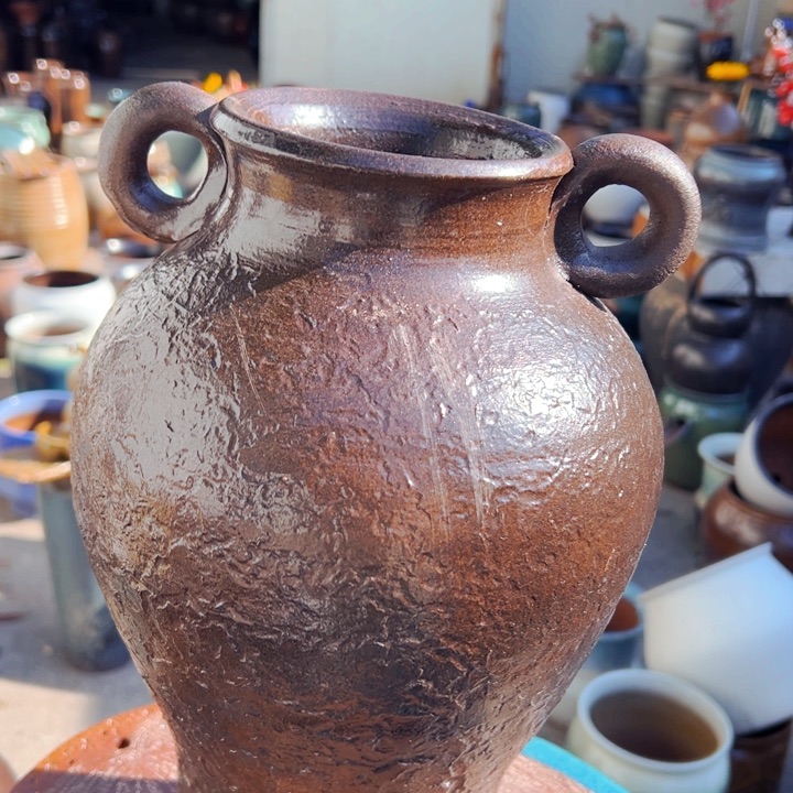 紫砂花盆高约35口约11无孔