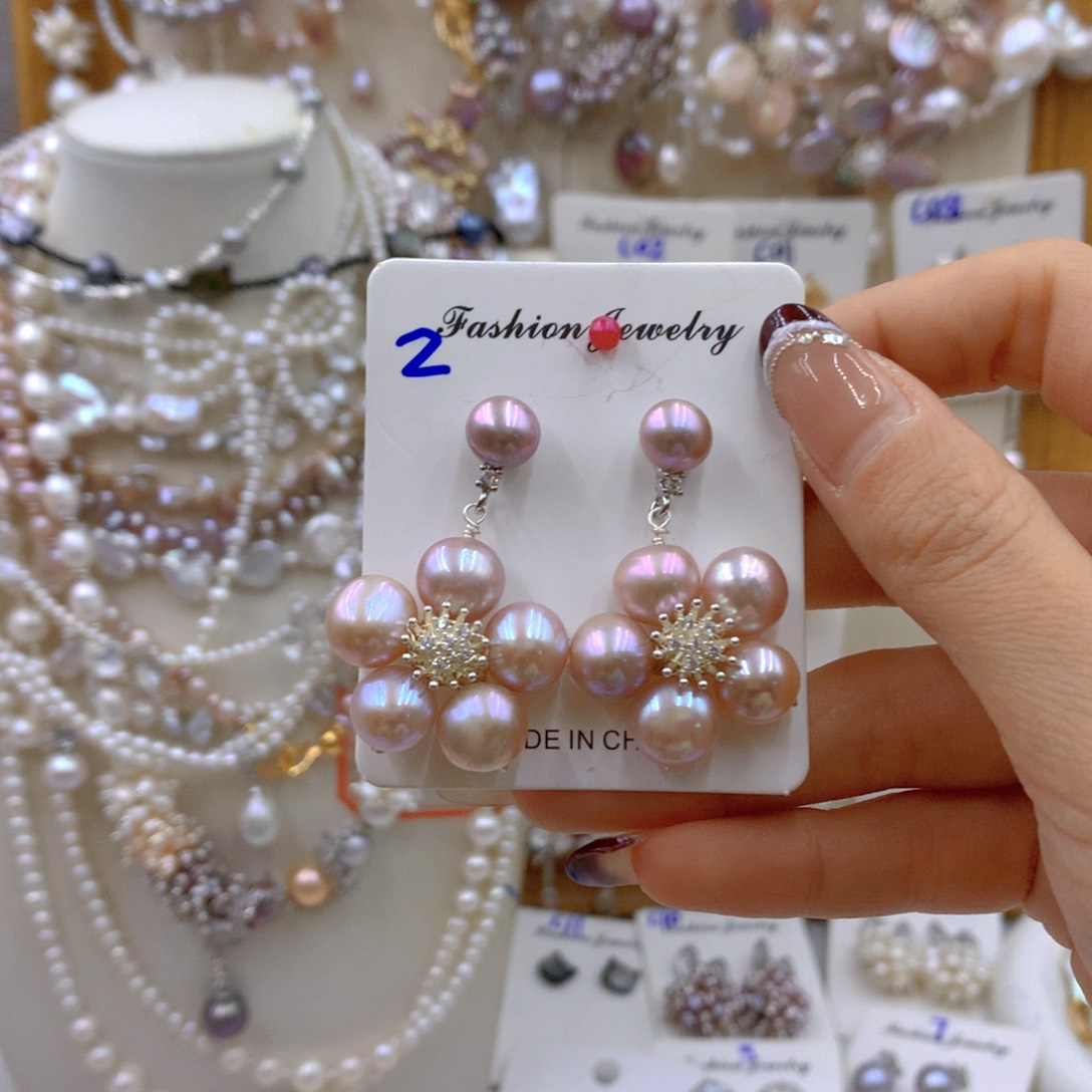 淡水珍珠耳饰 银S925镶嵌