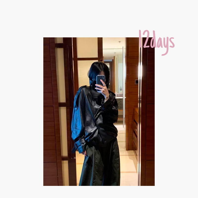 12days | 【25FW】AC荔枝纹双排扣立领皮衣夹克 | 25154