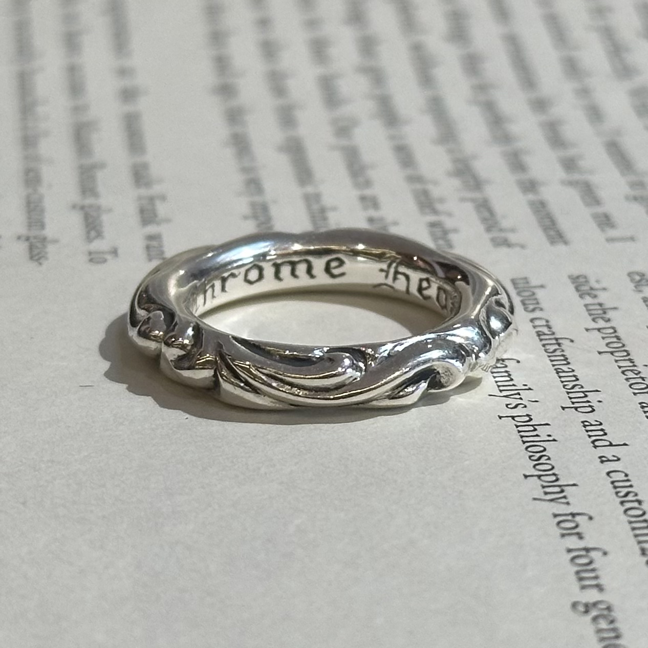 925银银制品 Chrome Hearts克罗心 全银SBT图腾戒指 (US 9.5)