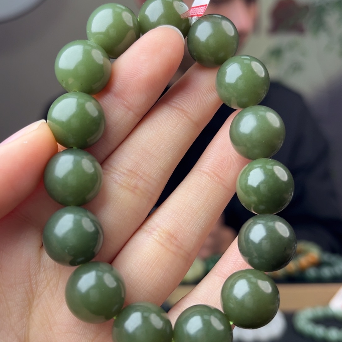 和田玉手链未镶嵌手串纯天然新疆若羌青黄口14mm