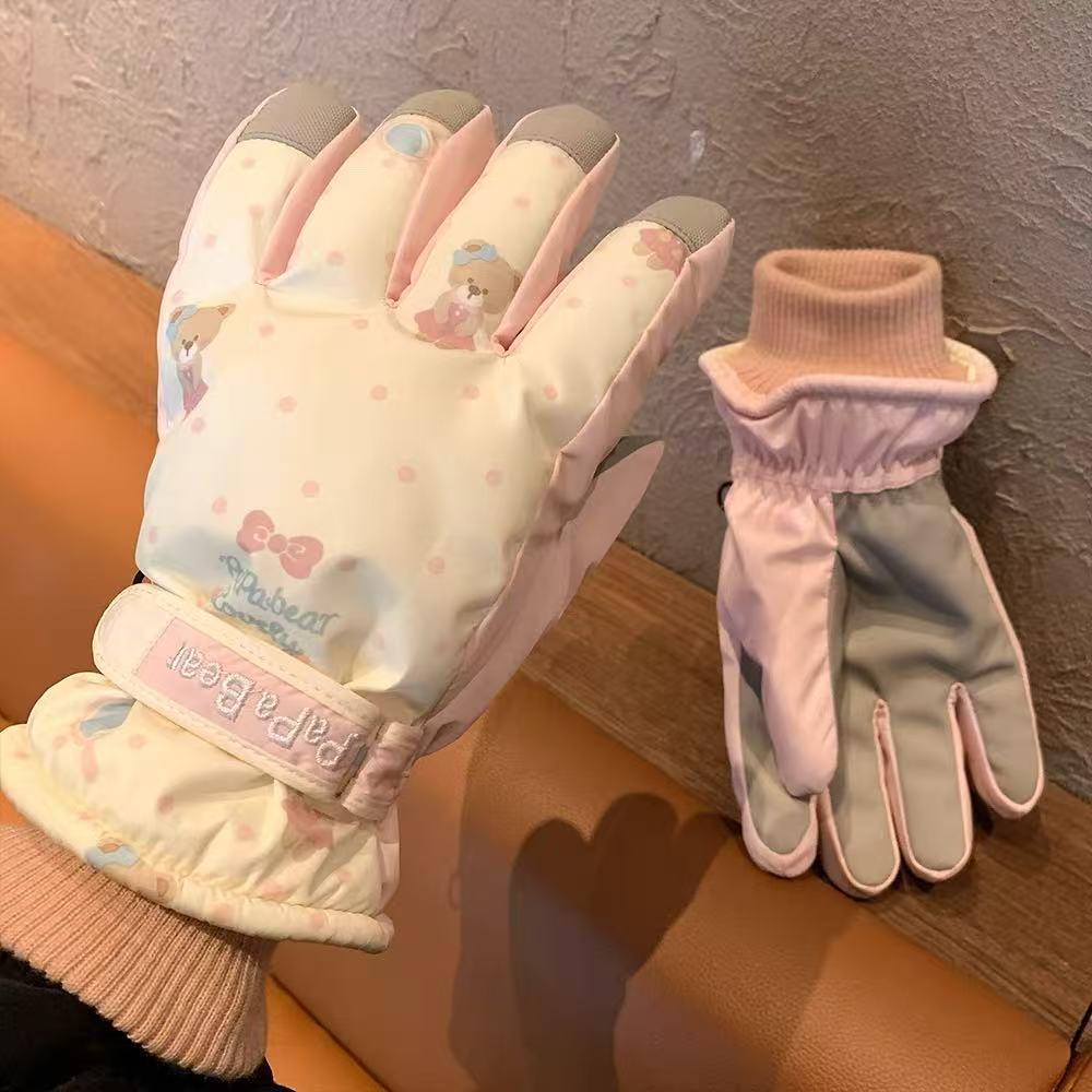 【新疆包邮】新款卡通米色小熊滑雪手套