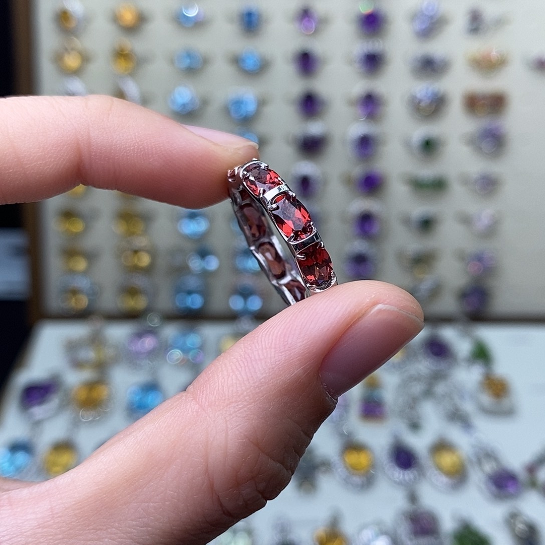 石榴石戒指银S925镶嵌（固口港码13号）