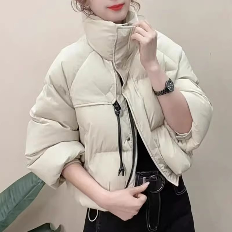 羽绒服外套女2025冬季新款韩版时尚小个子休闲百搭抽绳面包服上衣