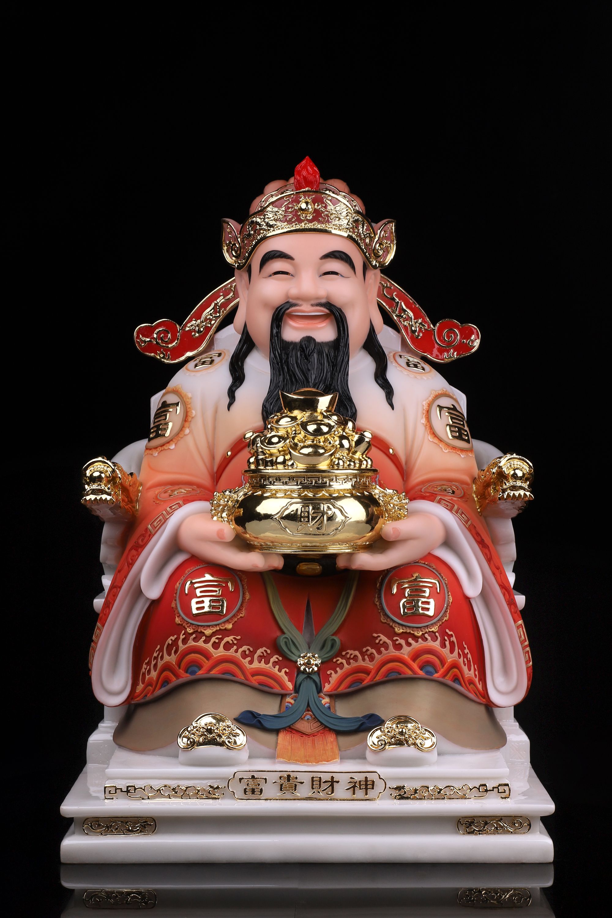 汉白玉财神爷神像办公室铺面家用开业供奉文财神摆件