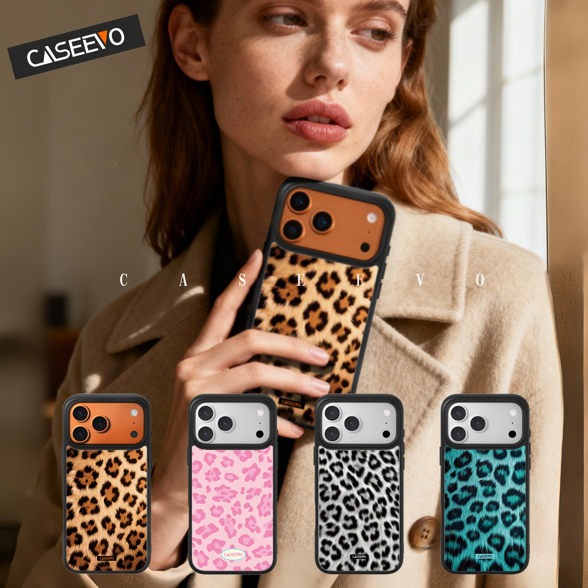 CaseEvo豹纹磁吸一体壳超薄手机壳适用iPhone171615豹纹手机壳