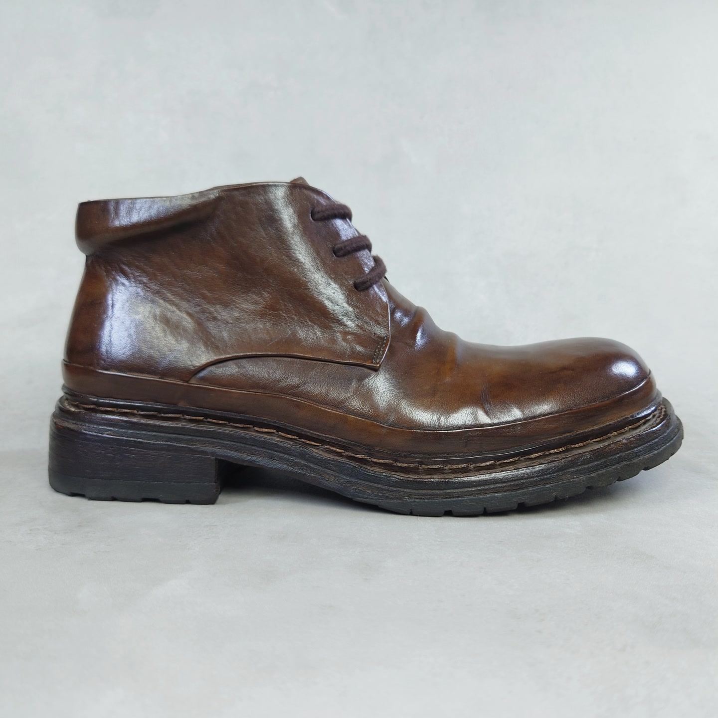 ParKerPanTher帕克黑豹手工缝制真皮底水洗复古马皮围边马丁靴