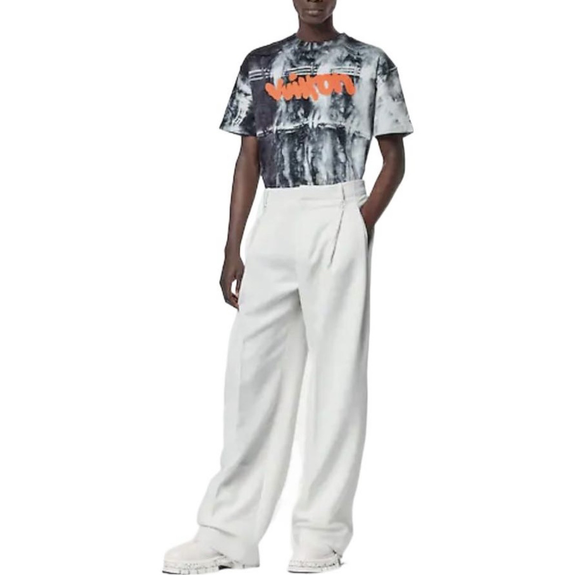 95新 LouisVuitton/路易威登 4282/蓝色Logo印花T恤/M码/97新