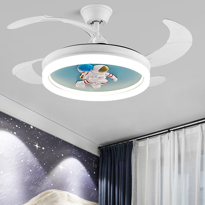 《芸妹》新款风扇灯吊扇灯儿童房卧室带电风扇吊灯一体隐形卡通吊扇