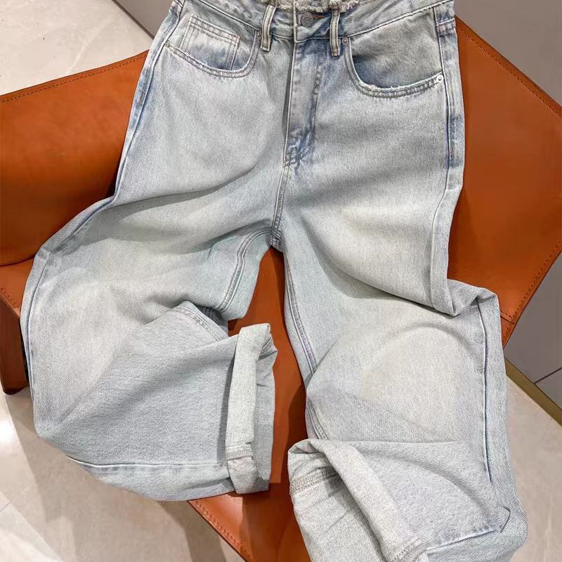 SU【066】花501 愫余  梨形身材显瘦！浅蓝色宽松磨破牛仔阔腿老爹裤