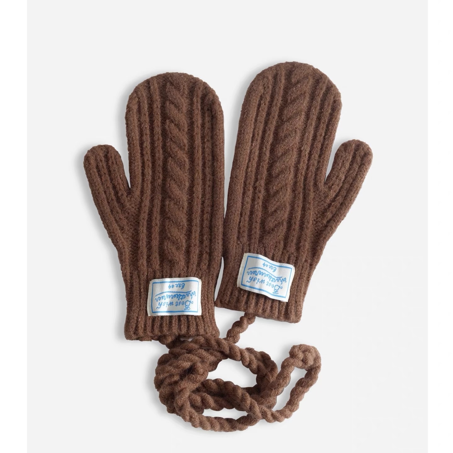 25秋冬新款挂脖可触屏保暖麻花手套