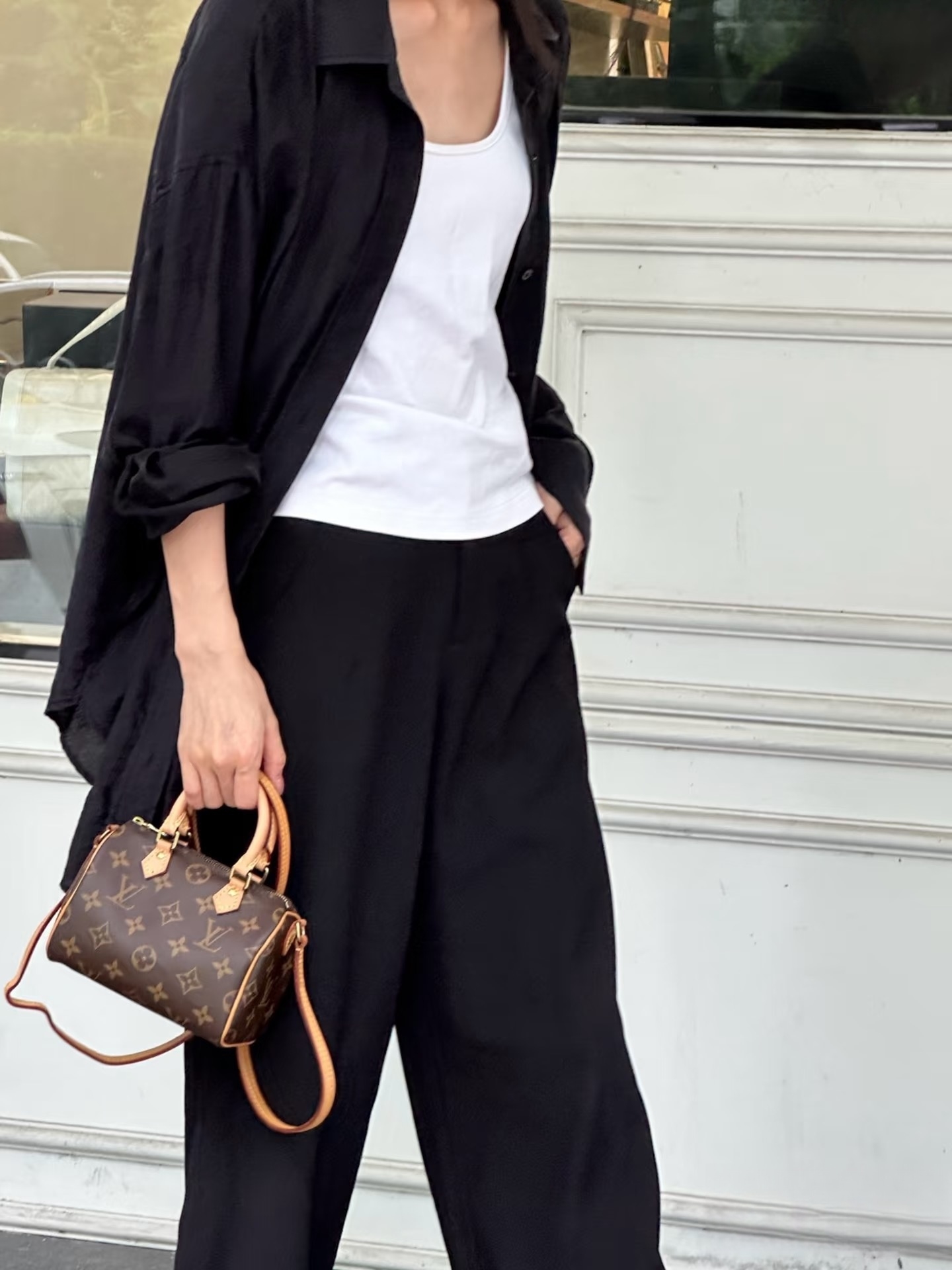 99新 LV LouisVuitton/路易威登老花speedy nano单肩斜挎包自达