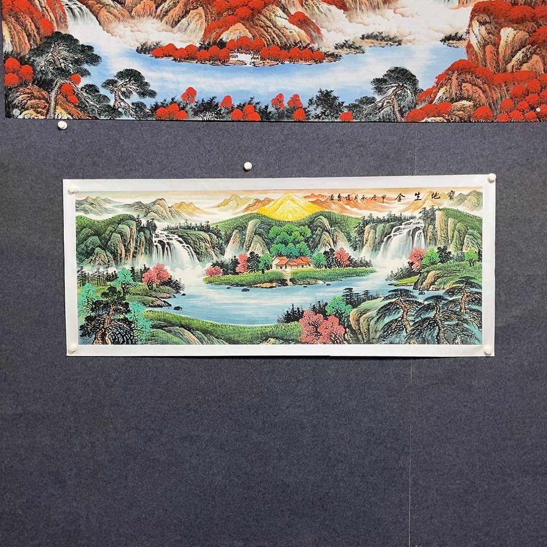 国画小六尺金山一副