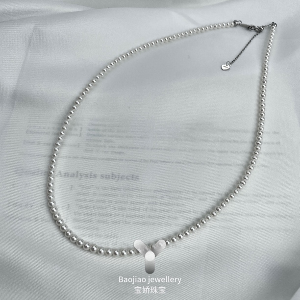 特选级2.8-3.2mm正圆无暇极光白亮 天然淡水珍珠项链S925银调节扣