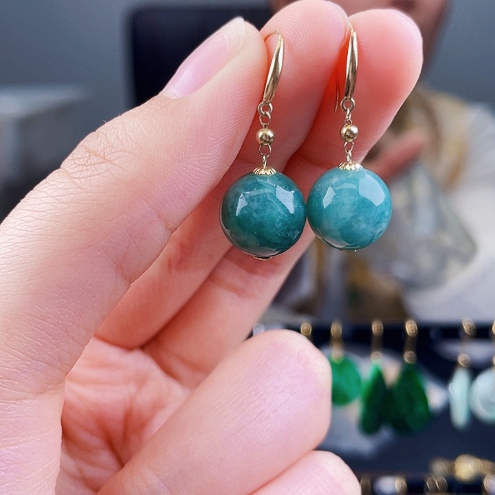 翡翠耳饰18K金镶嵌饰品