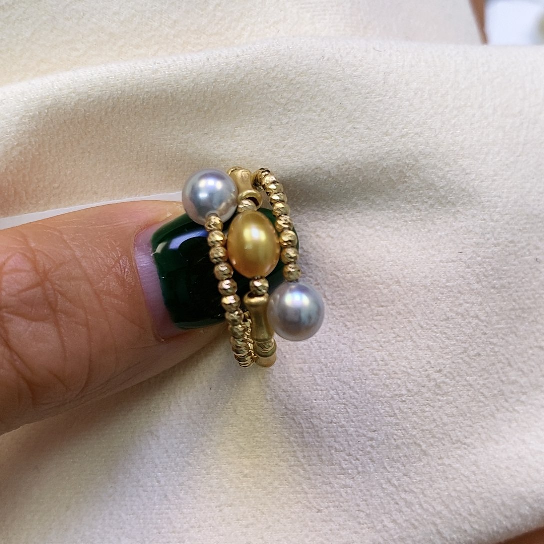 海水珍珠戒圈18K金镶嵌