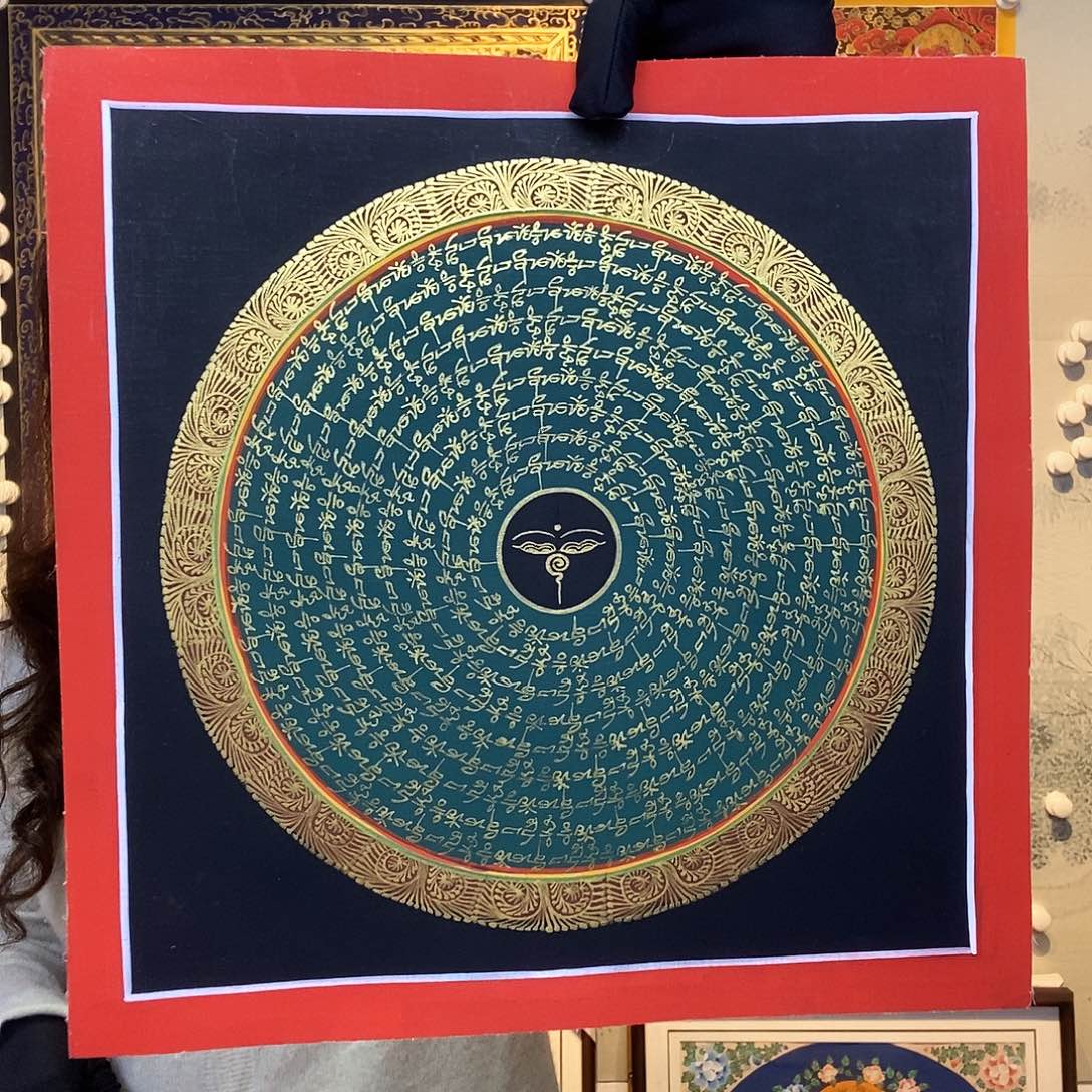 卷轴画纯手绘六字真言唐卡30厘米左右
