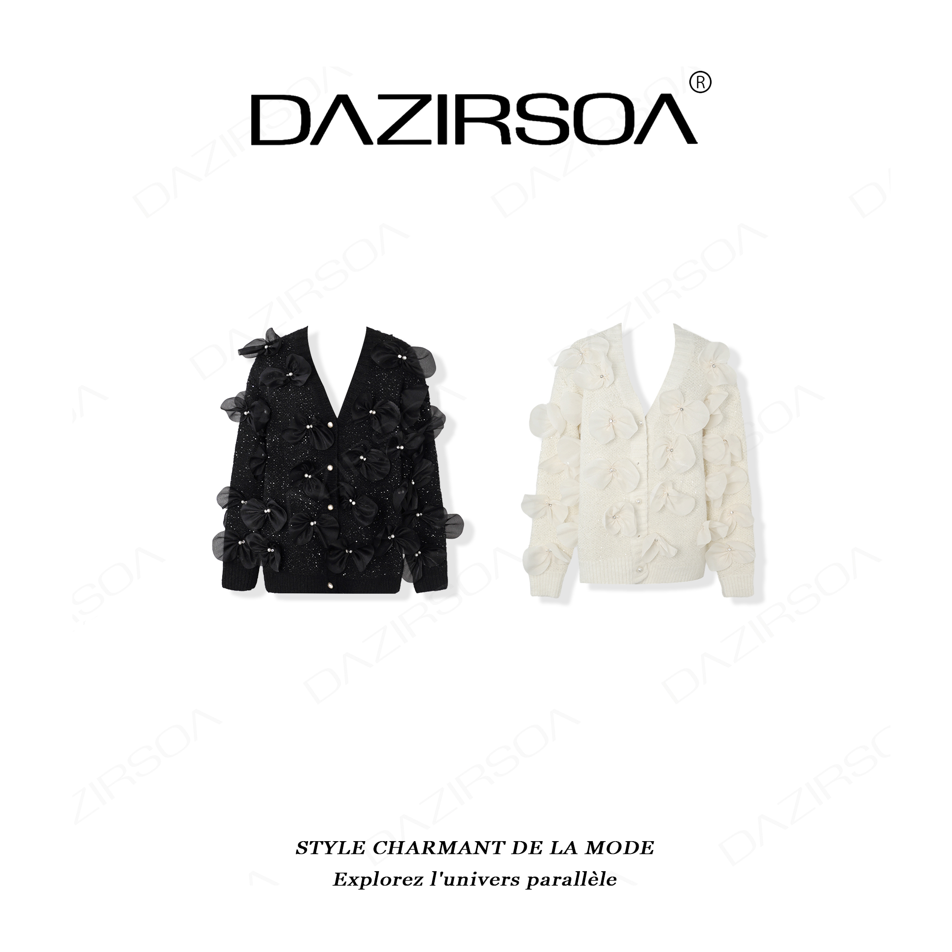 “蝴蝶志飞”时尚百搭拼接蝴蝶结洋气毛衣外套 AC863