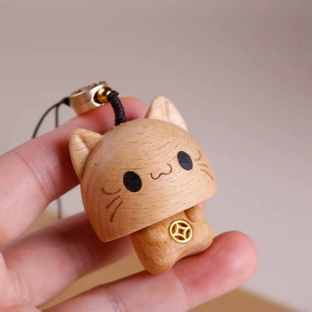 躲猫猫手机链可爱萌萌小挂件挂饰汽车钥匙扣木雕小礼物