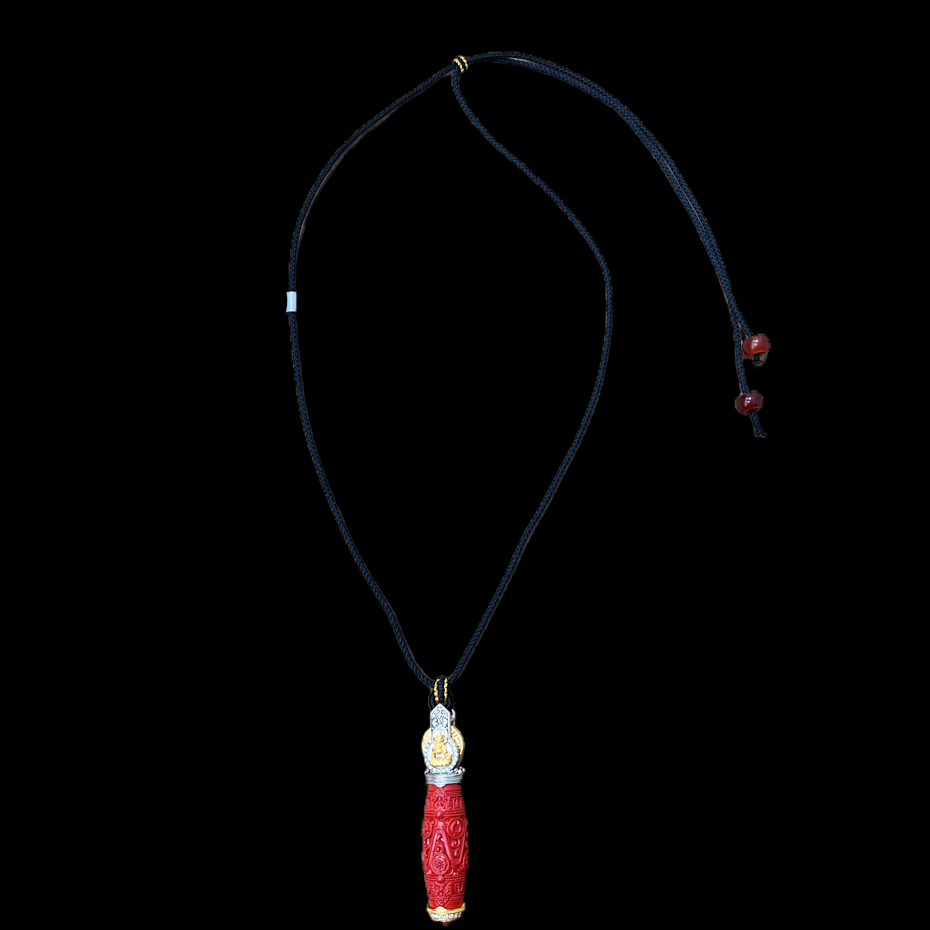 含辰砂工艺品V6948朱砂项链（财神双尊）孤品