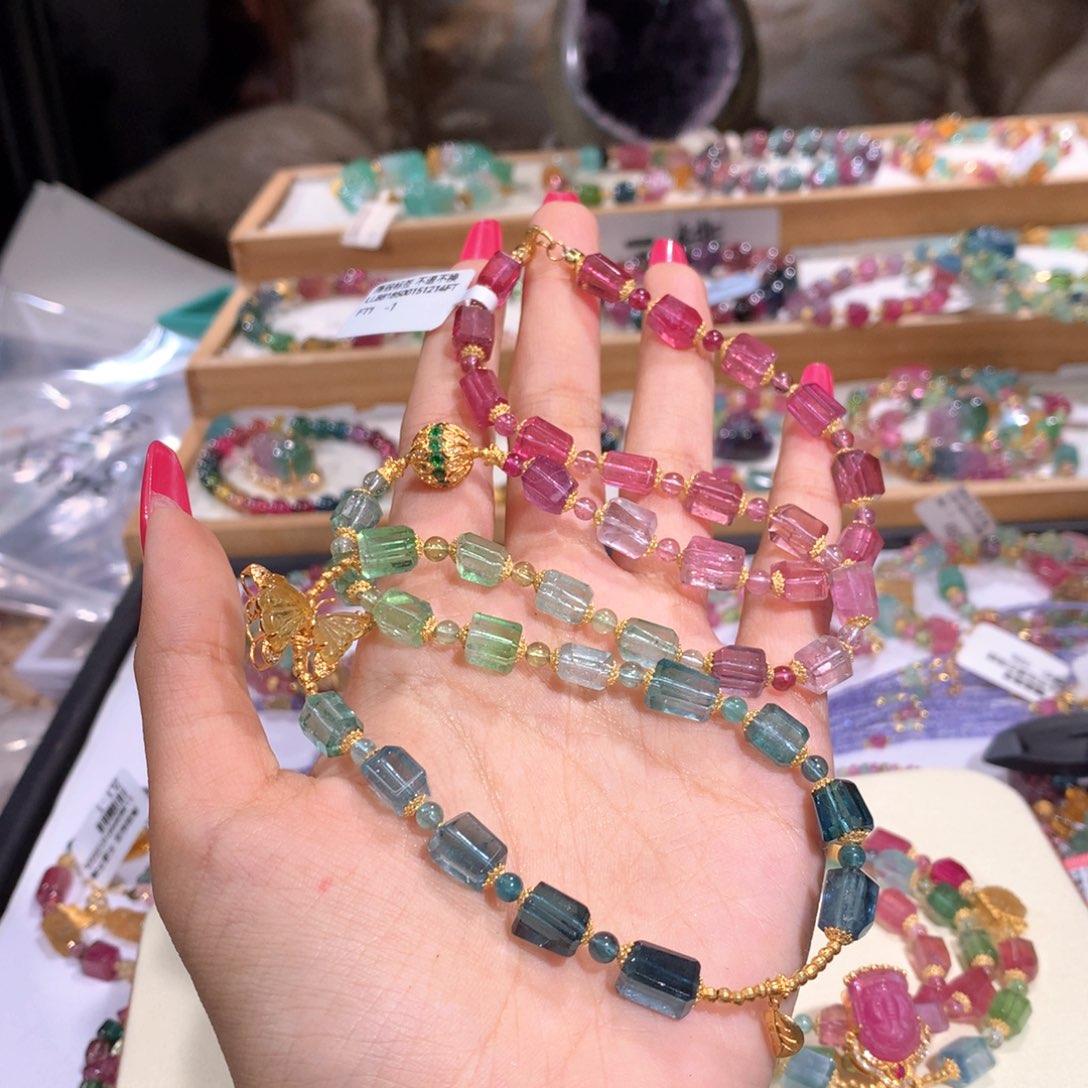 18K金镶嵌传家宝碧玺项链碧玺菩**下