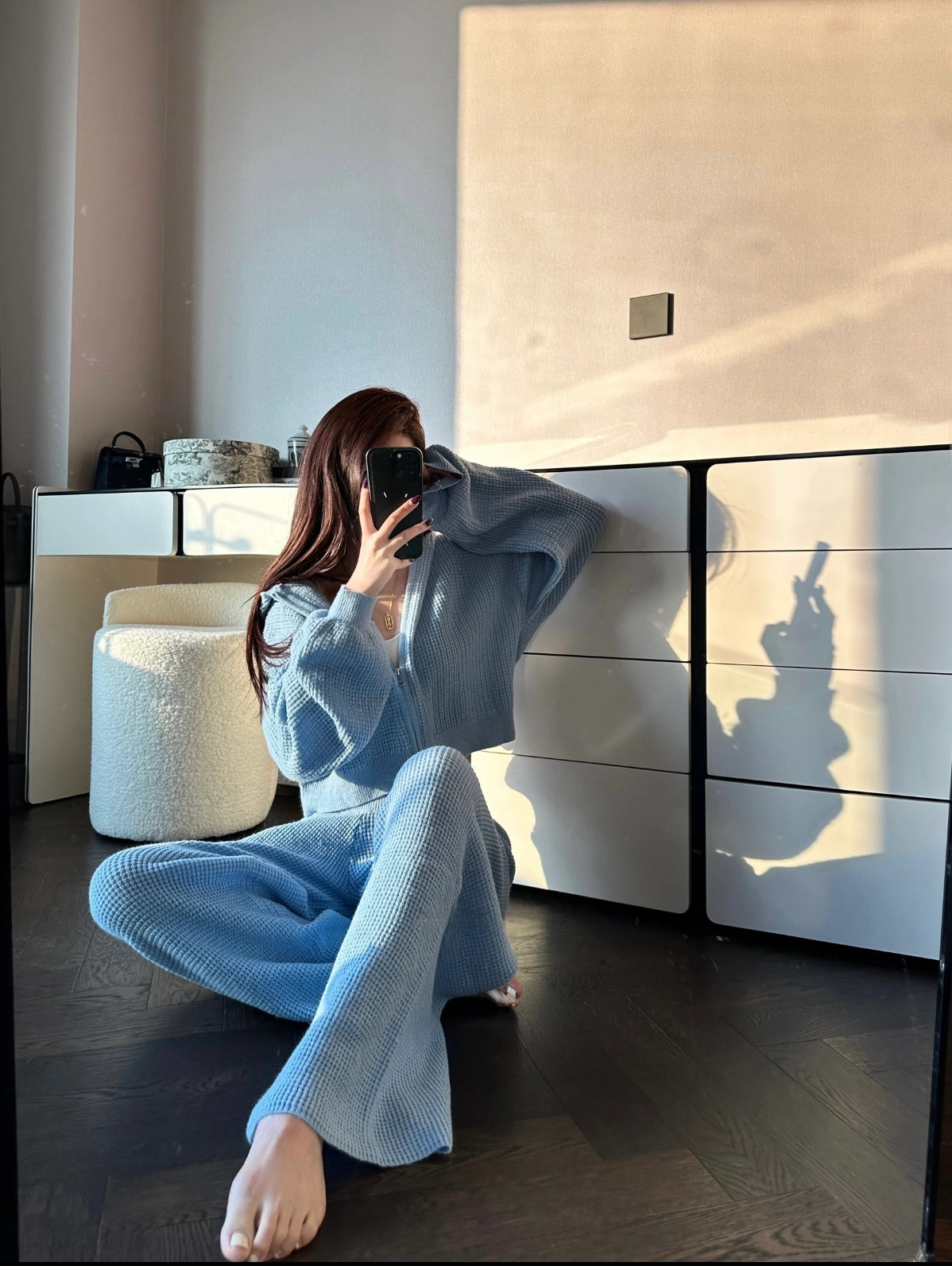 老钱华夫格毛织系列套装松弛慵懒自带肌理感纯色高级感穿搭