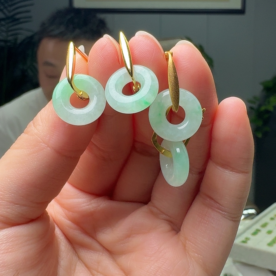 翡翠银S925镶嵌耳饰多样性发货其一