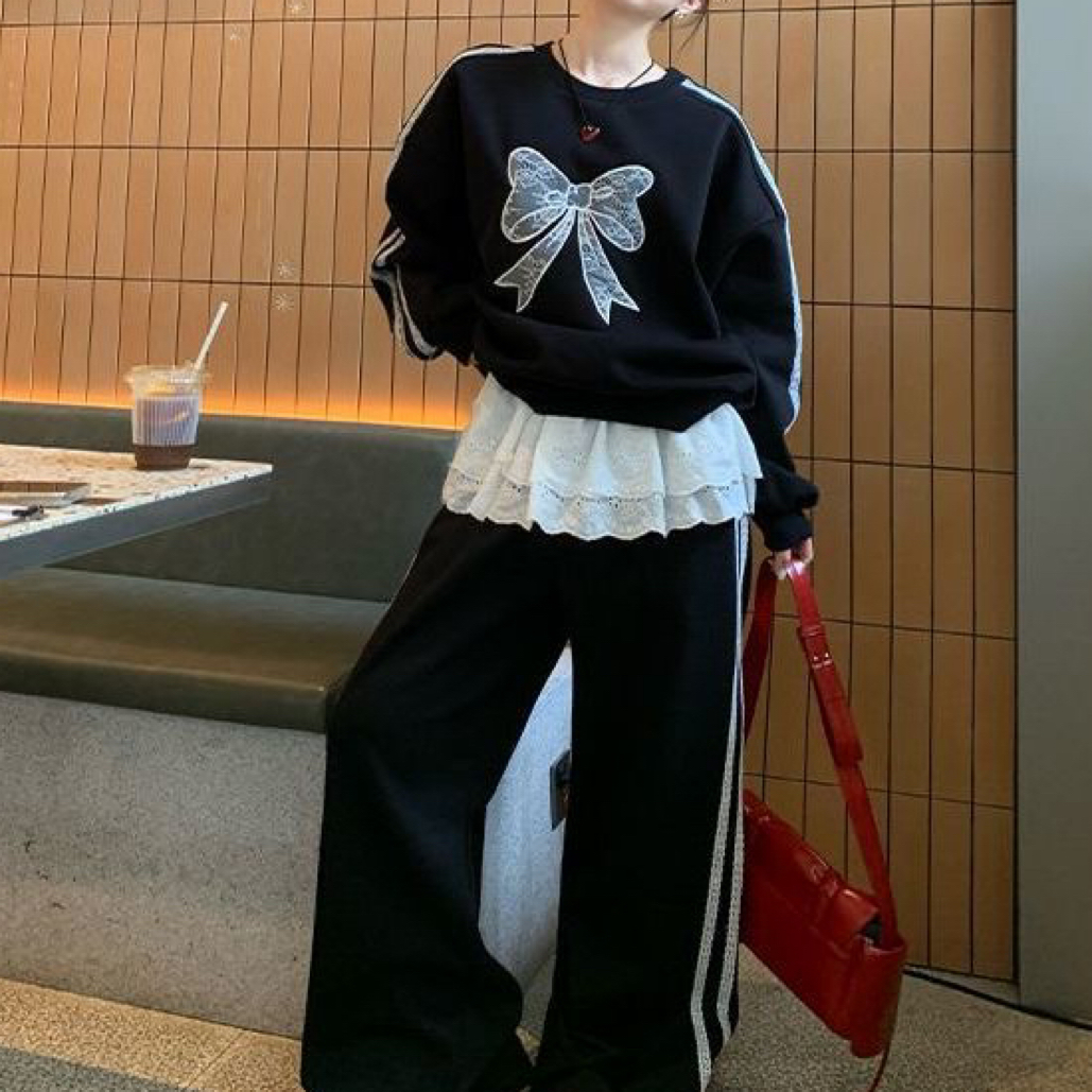 大码黑色条纹加绒卫衣女秋冬慵懒风宽松休闲加厚长袖上衣外套潮
