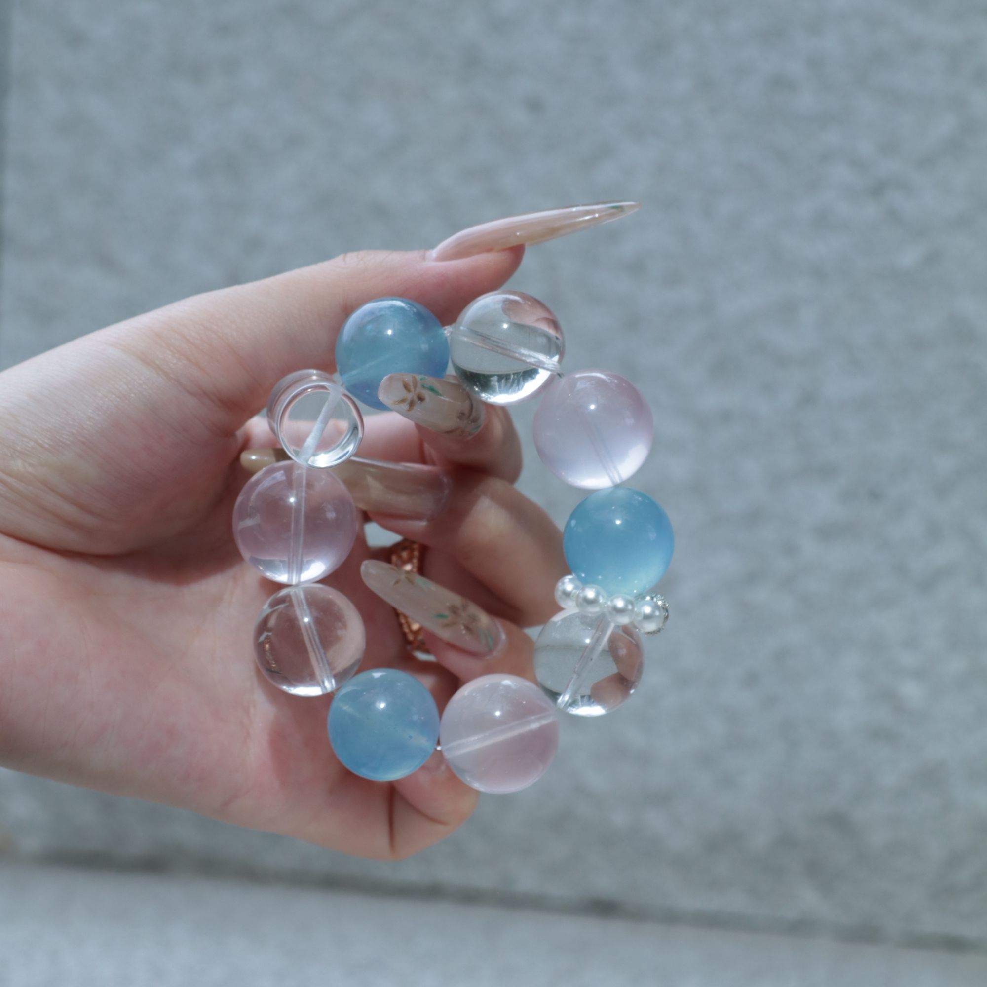 海蓝宝散珠DIY蓝天白云精品单珠【天然水晶多样性发其一】