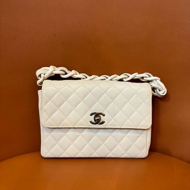 95新 Chanel/香奈儿 亚克力手柄荔枝牛CF手提包/7665