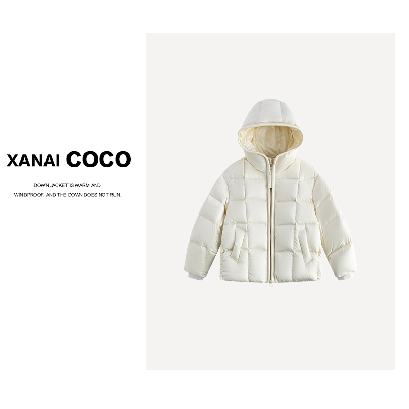 【xanaicoco】2025年新款高级连帽常规款时尚95白鹅绒服8288