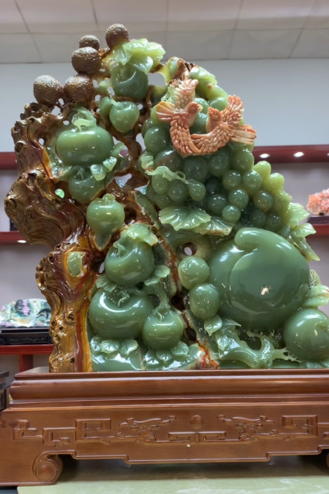 8177家居装饰摆件玉石雕刻电视柜玄关新中式创意书房山水花鸟白菜