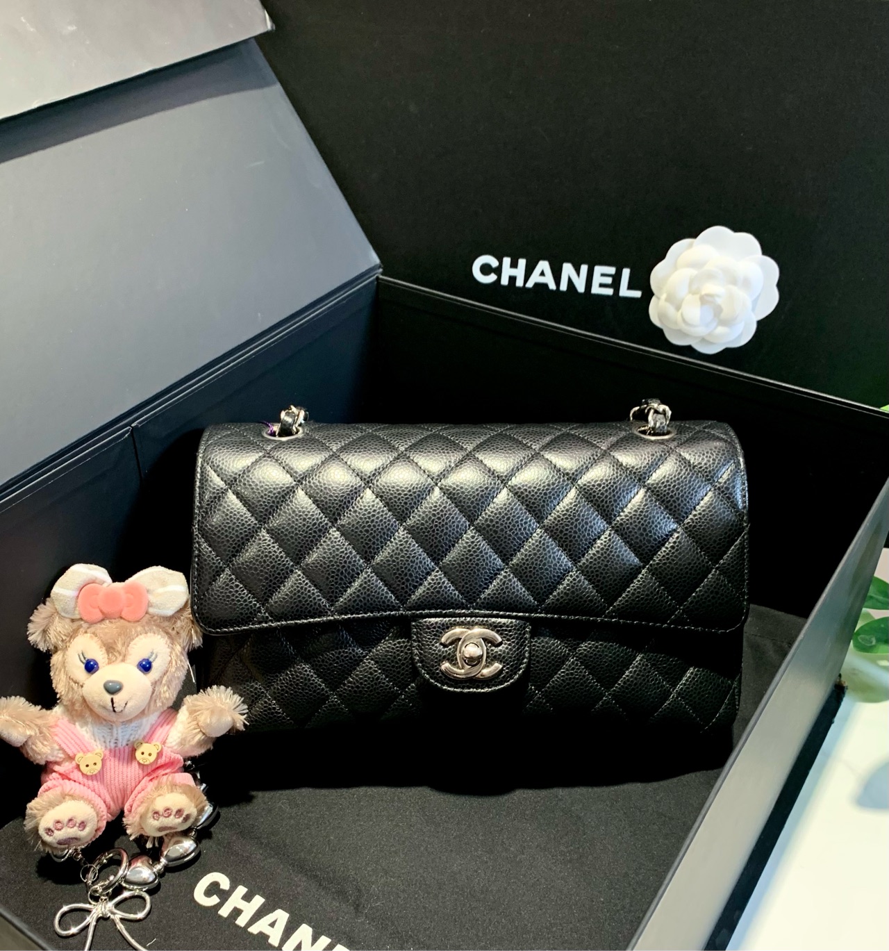 99新 Chanel/香奈儿 黑银CF荔枝纹 中号链条包 99新/8999