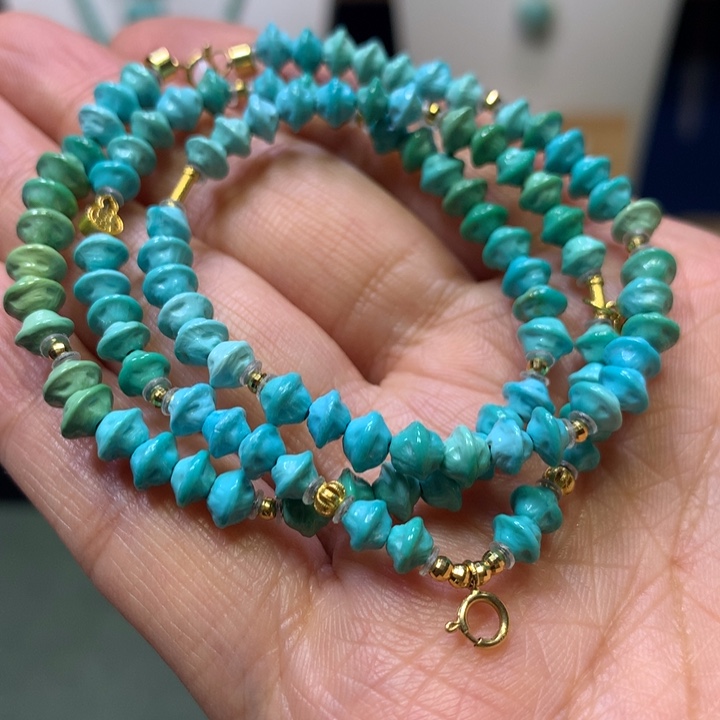 绿松石18K金镶嵌万能链