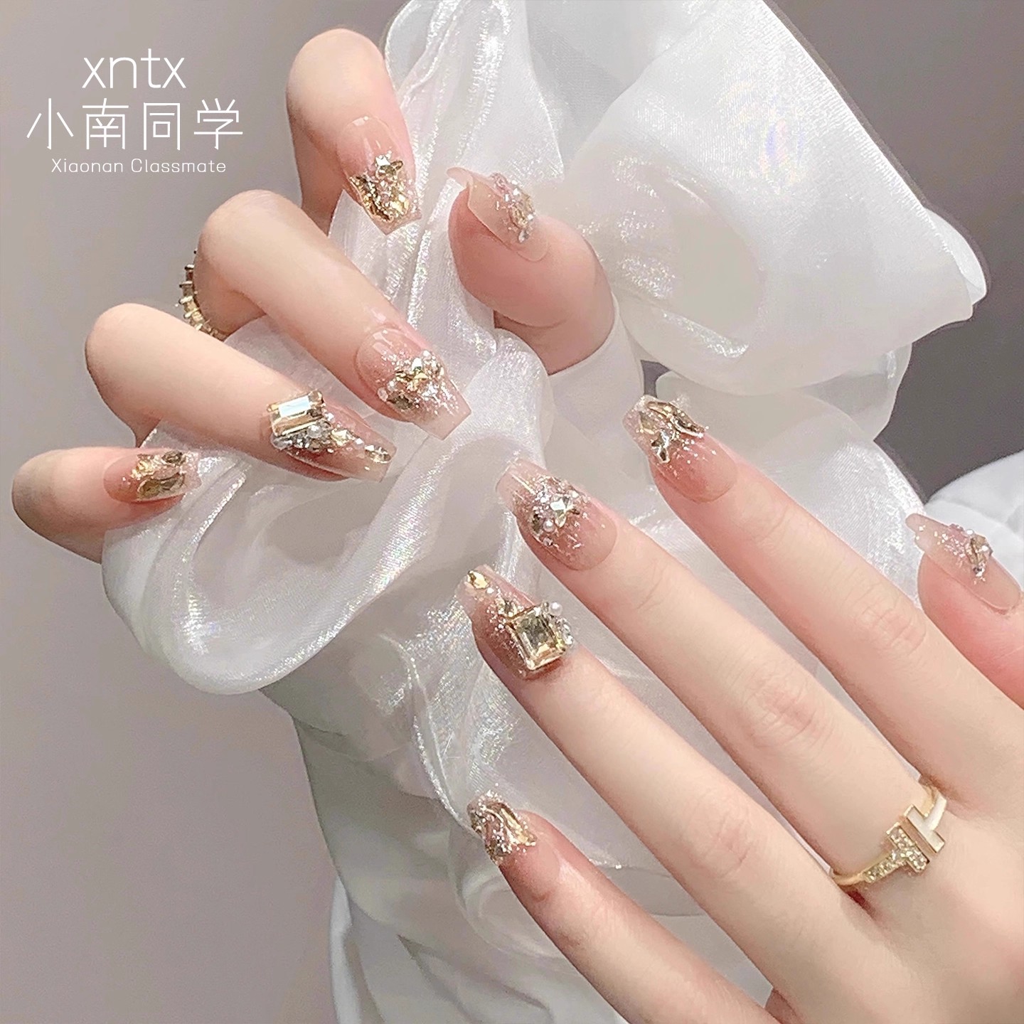 小南同学·【鎏金幻月】原创设计|美甲手工穿戴甲冰透渐变假指甲贴片