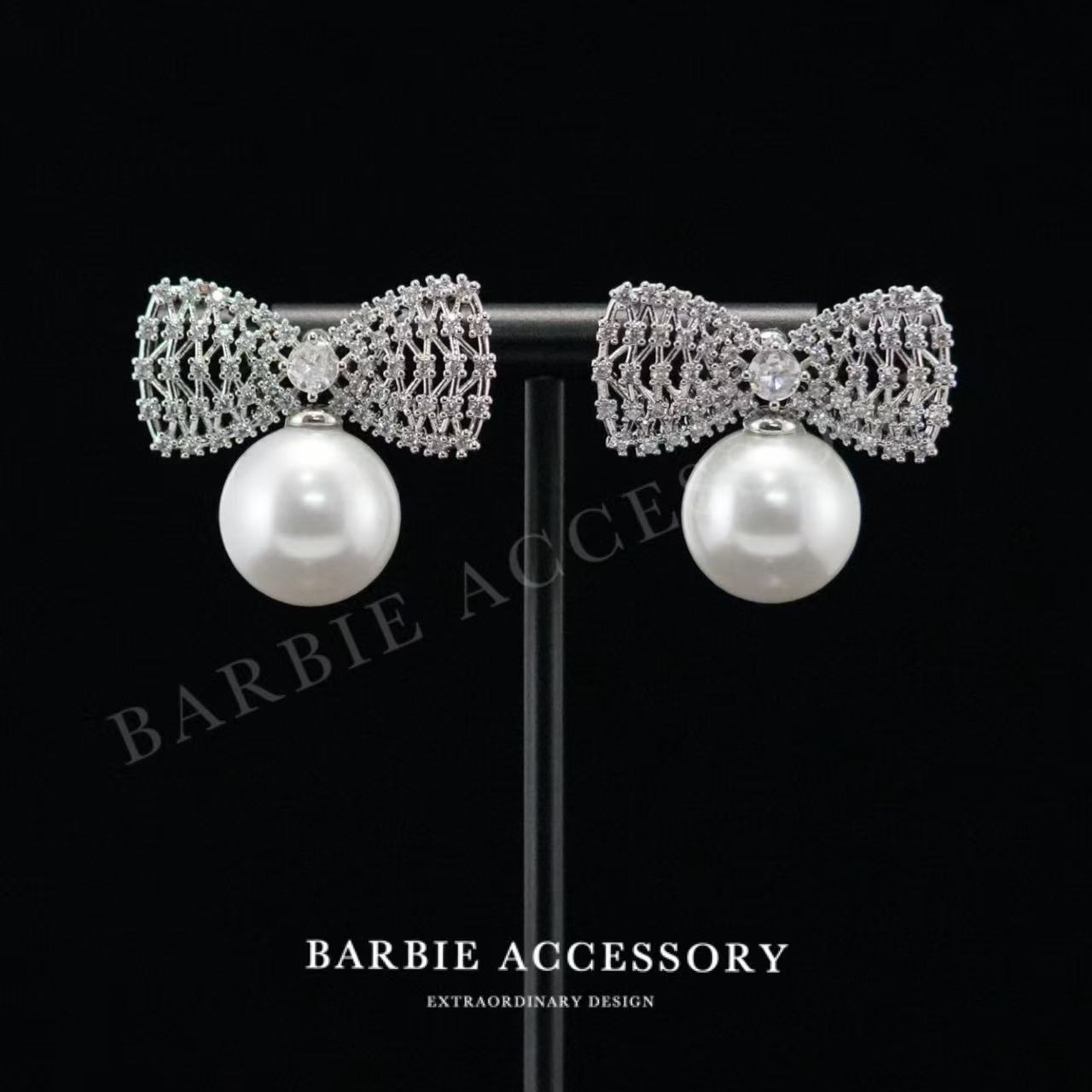 铜合金合成锆石耳饰 【蝶思礼珠】法式既视设计款高级感绝美耳环