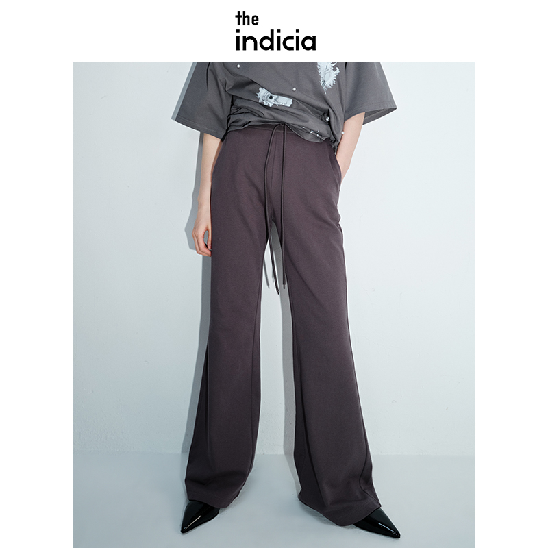 indicia标记女装春季新款休闲裤女高腰微喇长裤D6A404KZ044