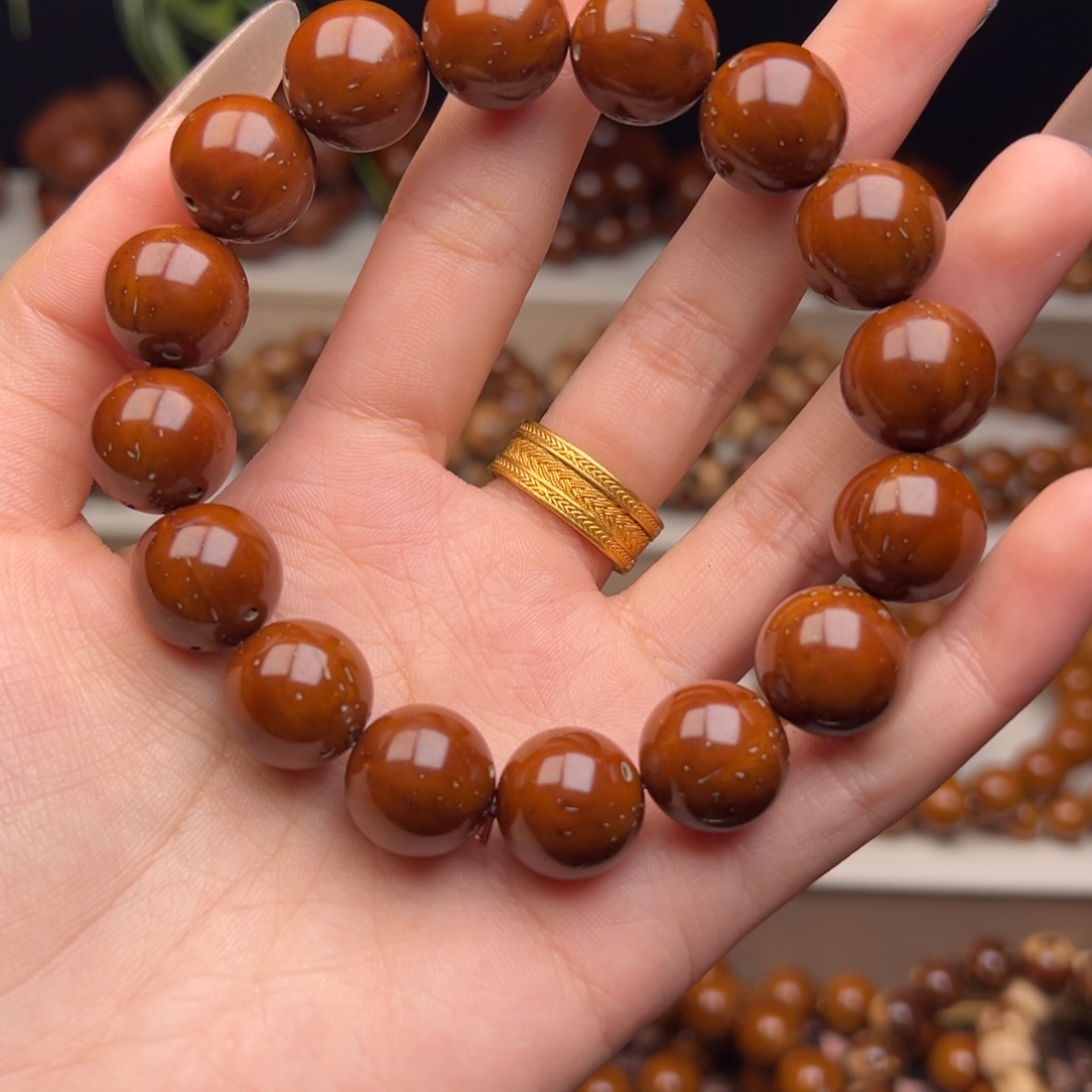 紫金鼠手串14红皮光珠